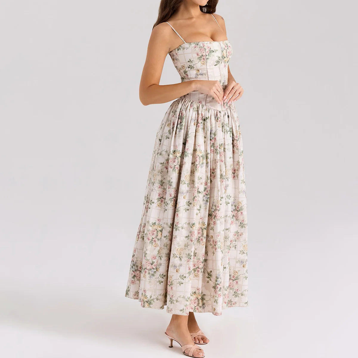 Floral Elegance – Mingmingxi Spaghetti Strap Maxi Party Dress for Summer