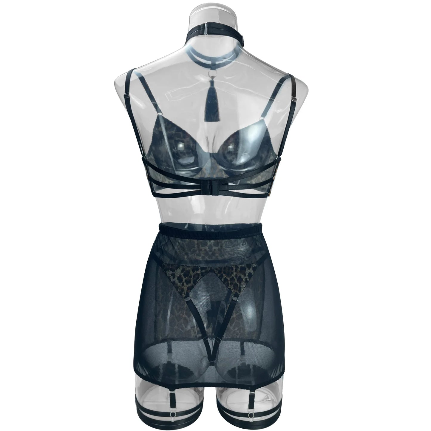 Seductive Tassel Bra & Thong Set – Satin Lace Exotic Skirt Lingerie