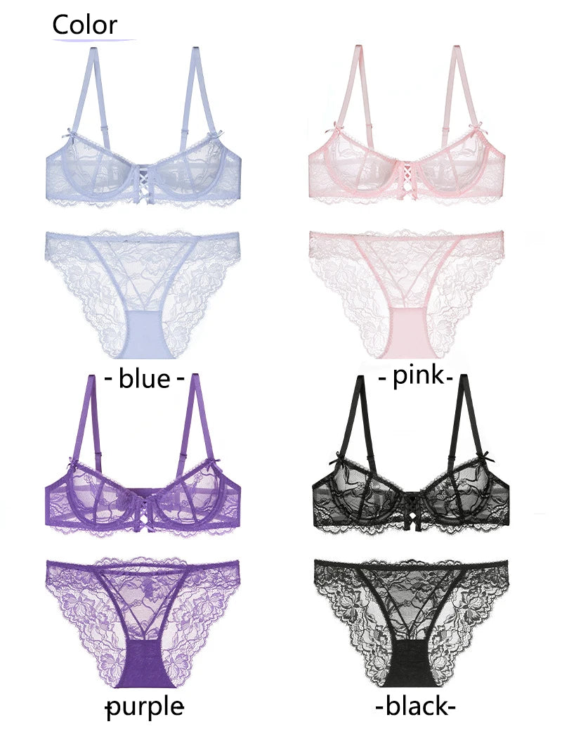Logirlve Ultra-Thin Lace Lingerie Set – Hollowed-Out Push-Up Bra & Panty for Women
