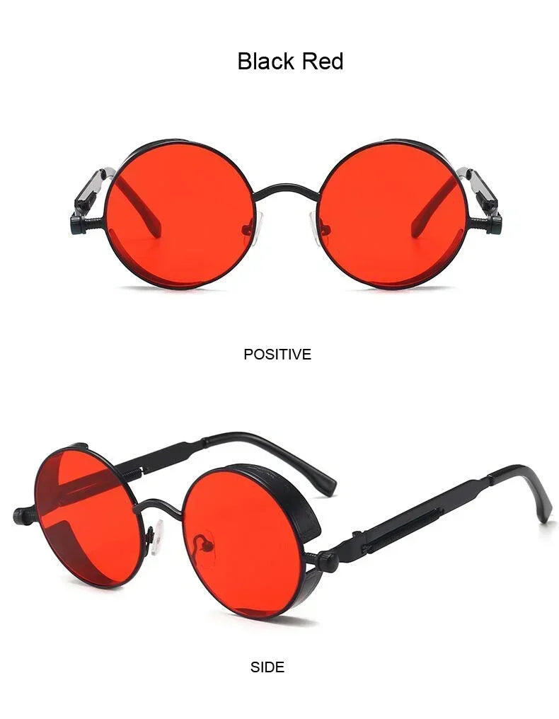 Vintage Steampunk Round Sunglasses – Unisex Metal Frame UV400 Designer-Inspired Retro Shades