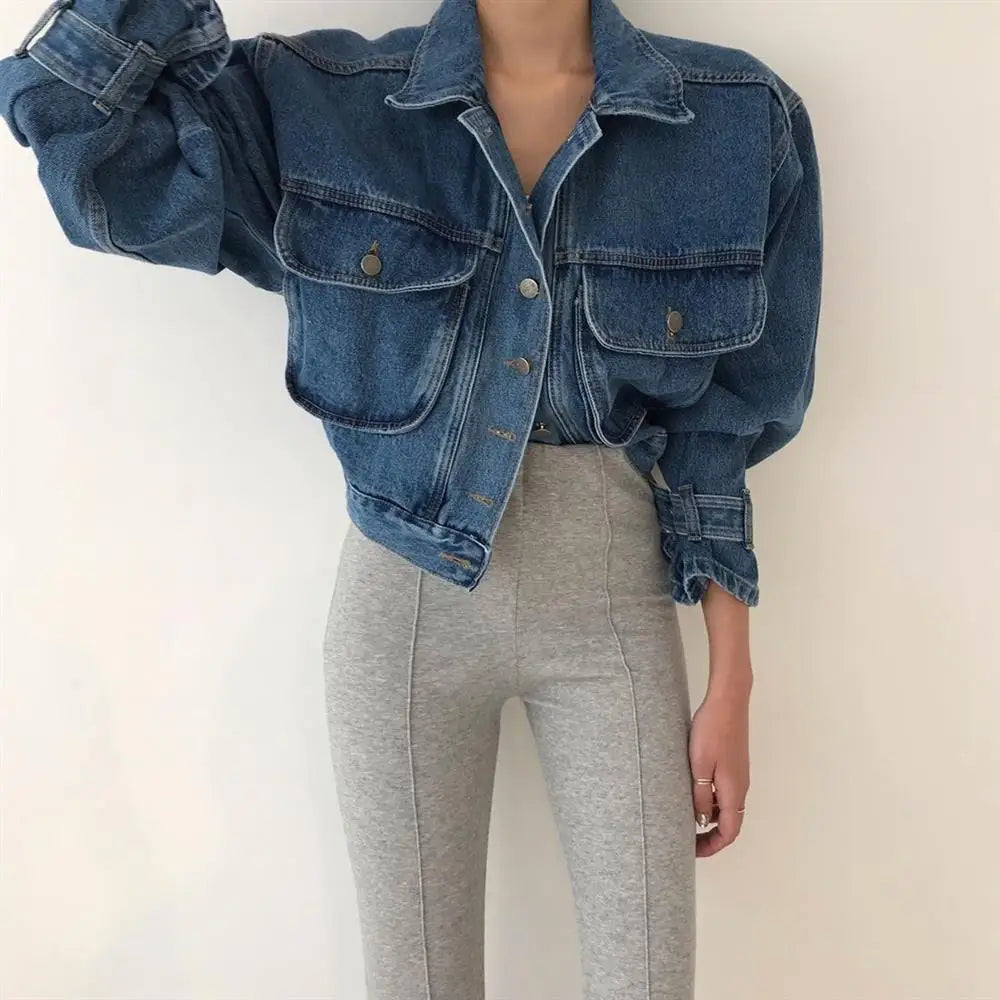 Sexy Y2K Style Denim Shirt Jacket – Cropped Street Fashion for Women