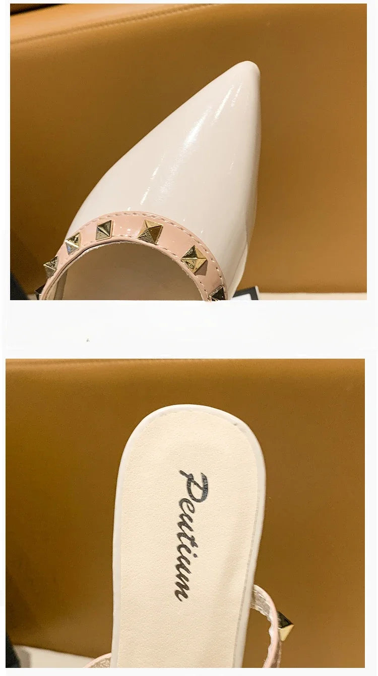 2025 Fashion Rivet Slippers for Women – Stylish Outdoor Low-Heel Casual Footwear