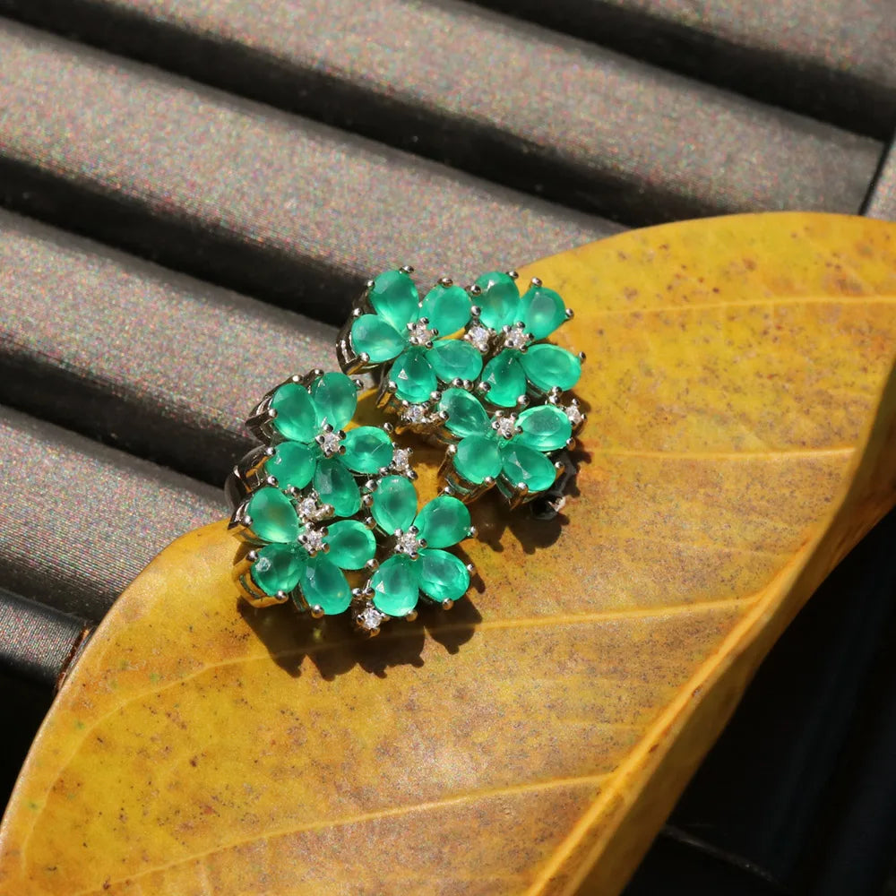 Romantic Bloom – 925 Silver Earrings with Natural Gemstones