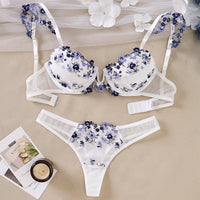 Elegant & Sexy Lingerie Set – Sheer Push-Up Bra with Embroidered Detail
