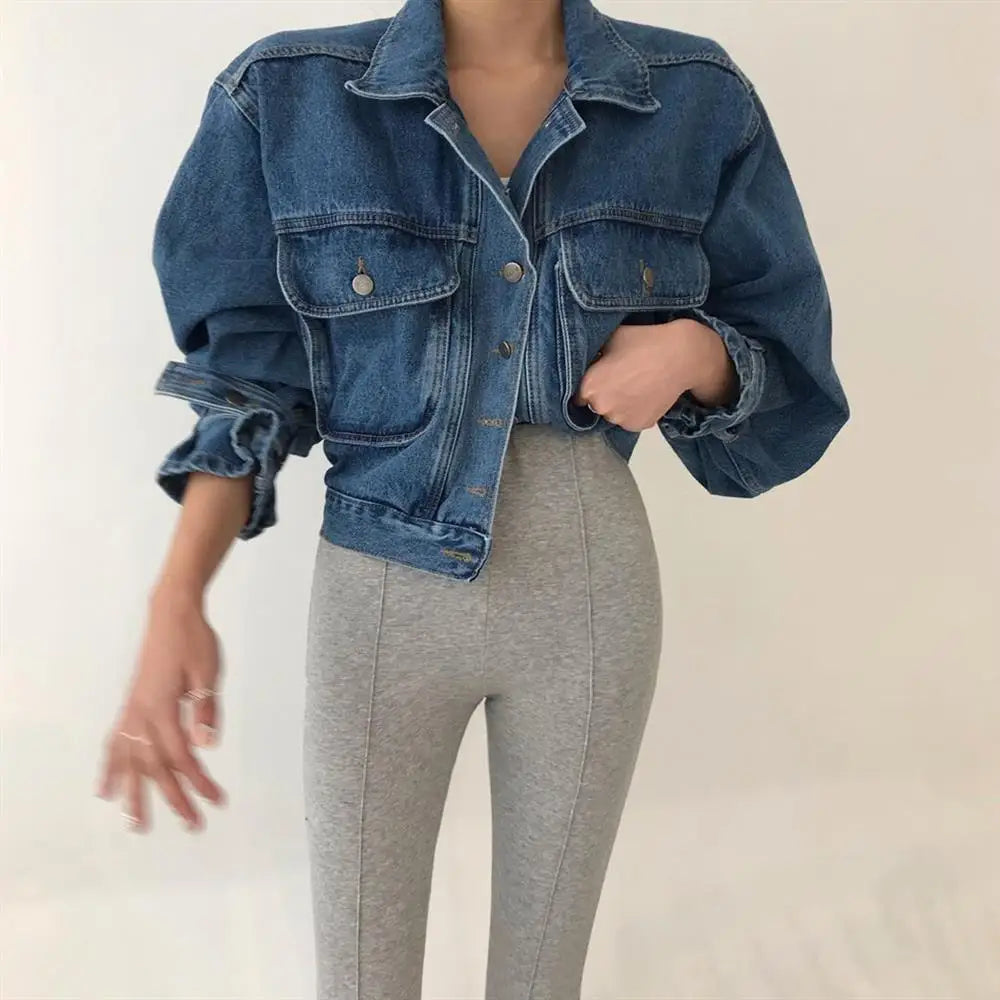 Sexy Y2K Style Denim Shirt Jacket – Cropped Street Fashion for Women