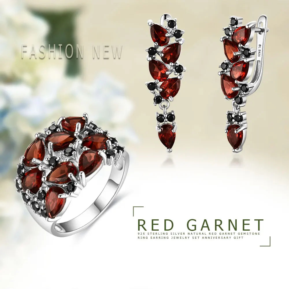 Natural Mozambique Garnet Drop Earrings – 925 Sterling Silver Elegance