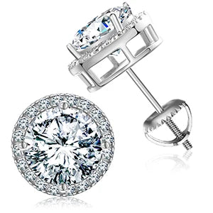 Brilliant Round Moissanite Earrings – Sterling Silver Studs, Dazzling Gift for Him or Her