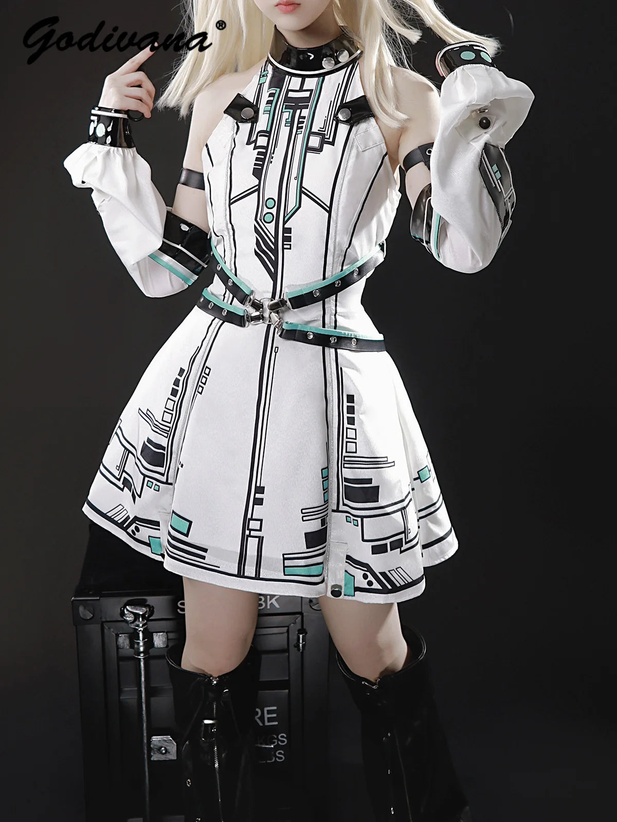 Cool Subculture Rabbit Ear Dress – Gothic Lolita Short Tank Dress for Cosplay