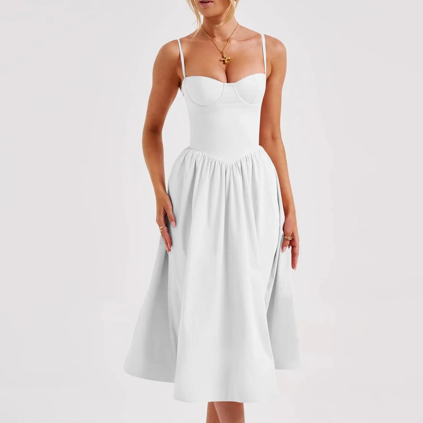 Sexy Sleeveless A-Line Dress for Women – Mid-Length Feminine Summer Style