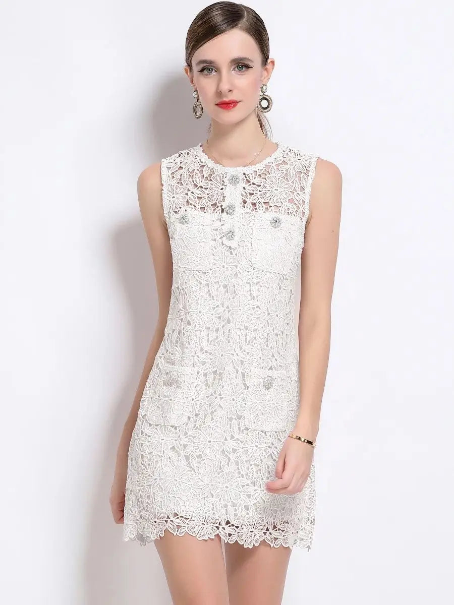 Crystal Petal – Elegant Sleeveless Tank Dress