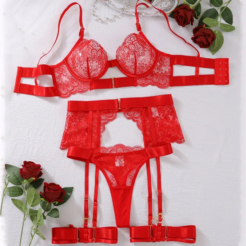 Romantic Transparent Lingerie Set – Toucheart Bra & G-String Underwear for Women