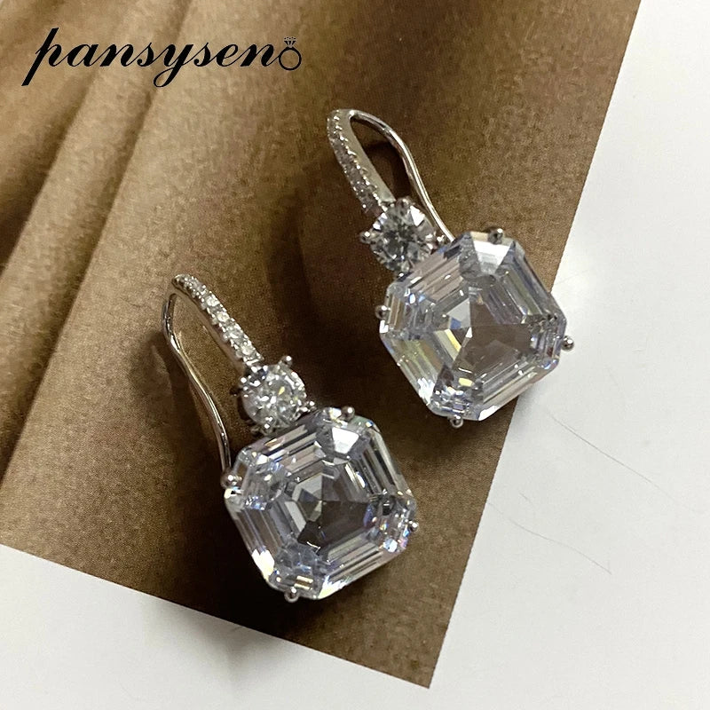 Luxury Sterling Silver Gemstone Drop Earrings – Asscher Cut Citrine Sparkle