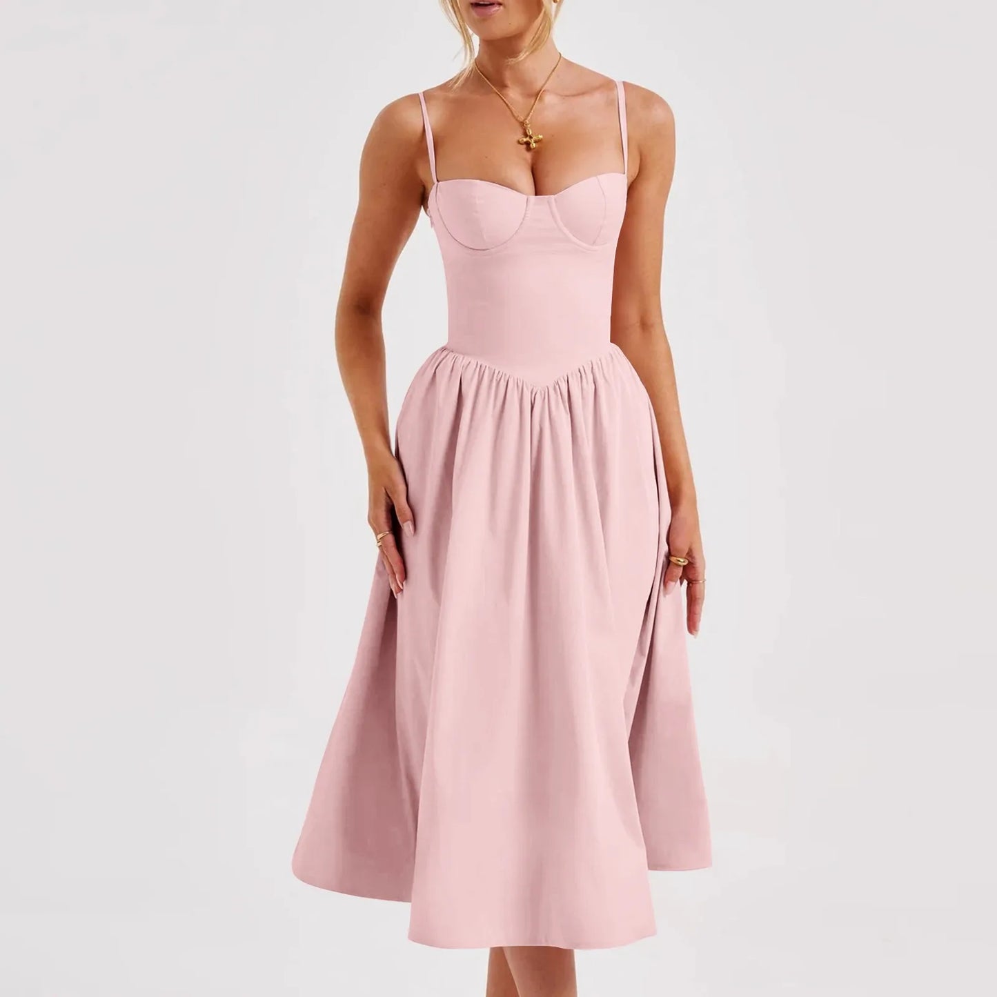 Sexy Sleeveless A-Line Dress for Women – Mid-Length Feminine Summer Style