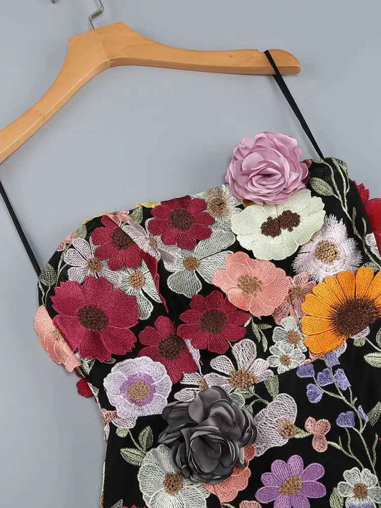 Retro Elegance: Women’s 2025 Floral Embroidery Bodycon Party Dress