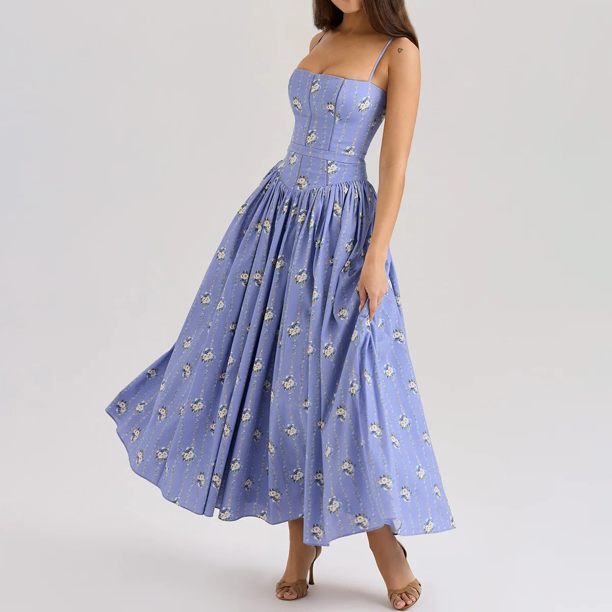 Floral Elegance – Mingmingxi Spaghetti Strap Maxi Party Dress for Summer