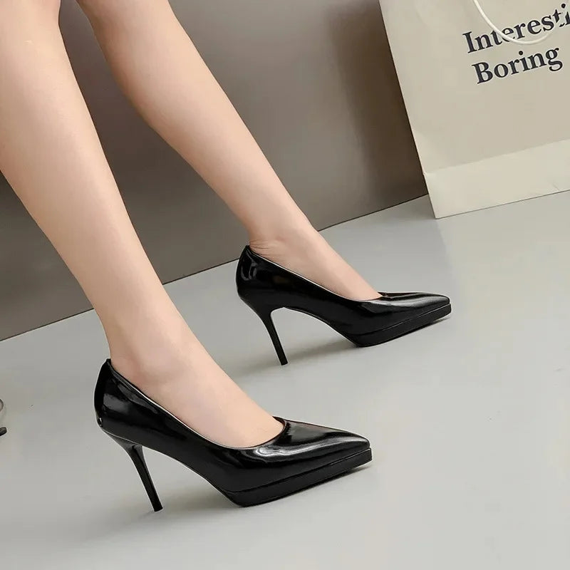 Elegant Nude Pointed Toe High Heels – Versatile Waterproof Design