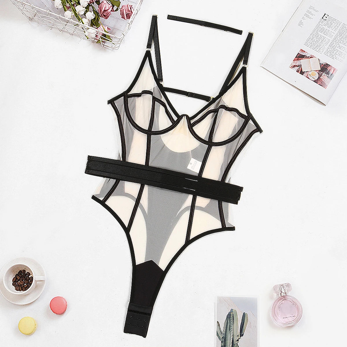 Erotic Fantasy Mesh Bodysuit – Ellolace Sheer One-Piece Intimates for Her