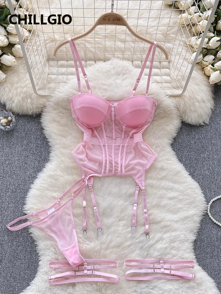 Women’s Erotic Mesh Underwire Bra & Panty Set – CHILLGIO Intimates