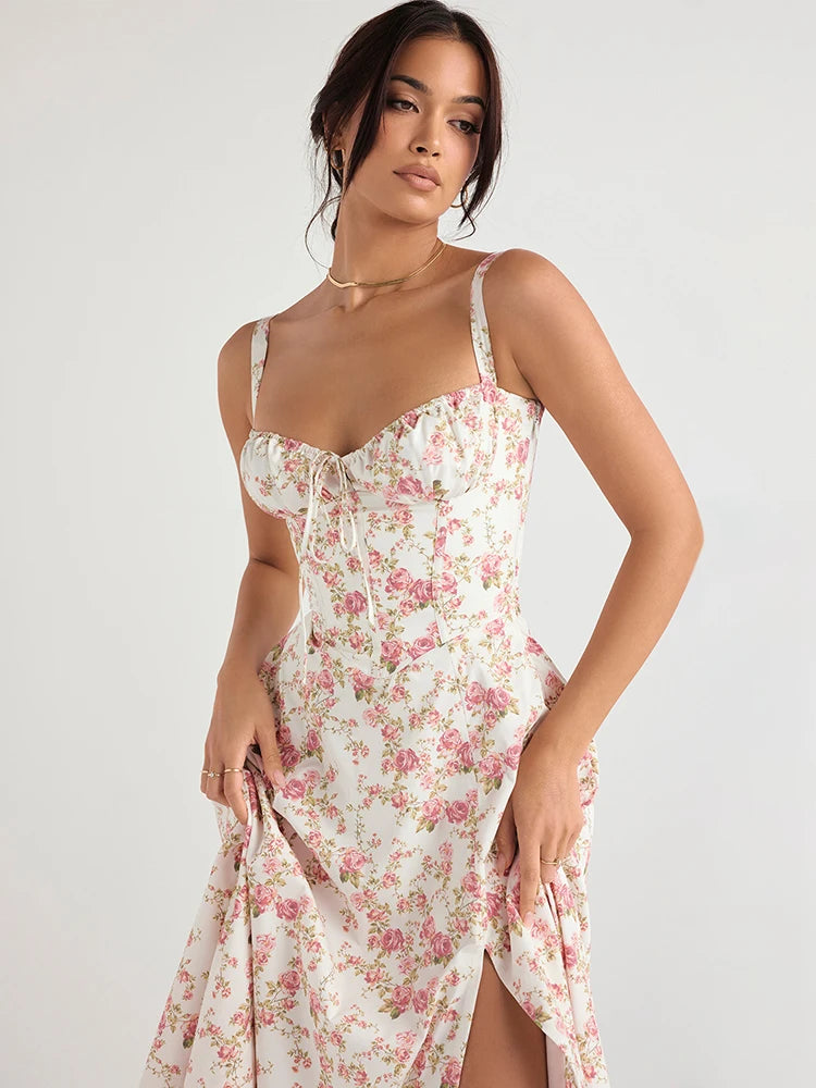 2025 Suninheart Summer Dress – Floral Print, Lace-Up, and Breezy Elegance