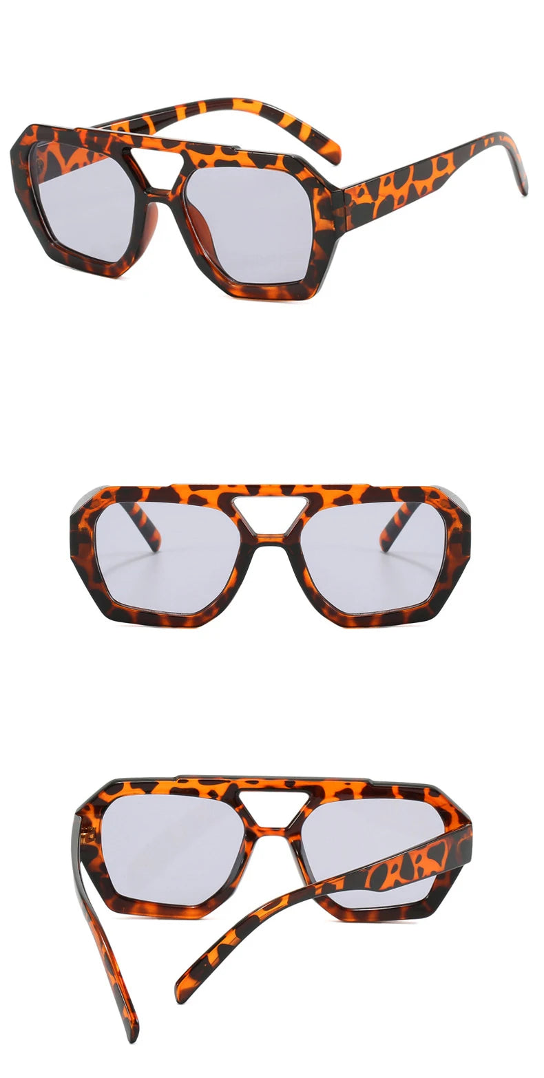 VintEdge Luxe – Square Sunglasses with Double Bridge Design