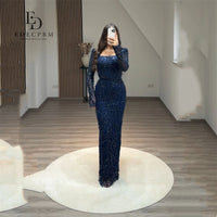 Luxury 2025 Navy Blue Evening Dress – Beaded Lace Mermaid Fit