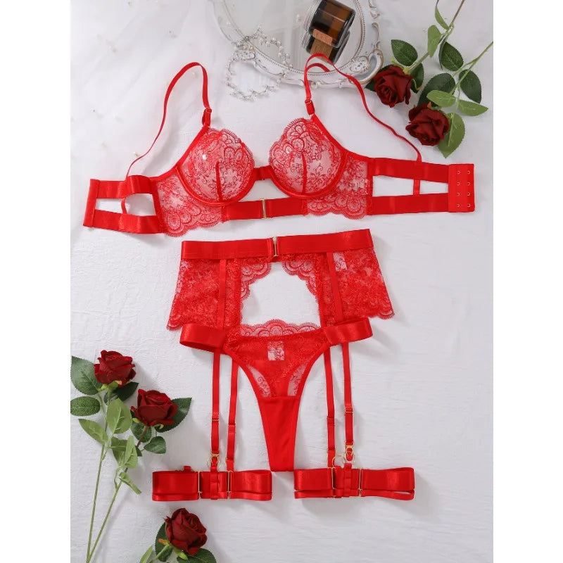 Romantic Transparent Lingerie Set – Toucheart Bra & G-String Underwear for Women