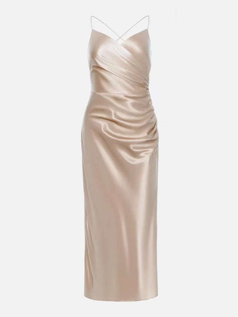 High Split Satin Dress – Sexy Camisole Formal Gown for Weddings & Events
