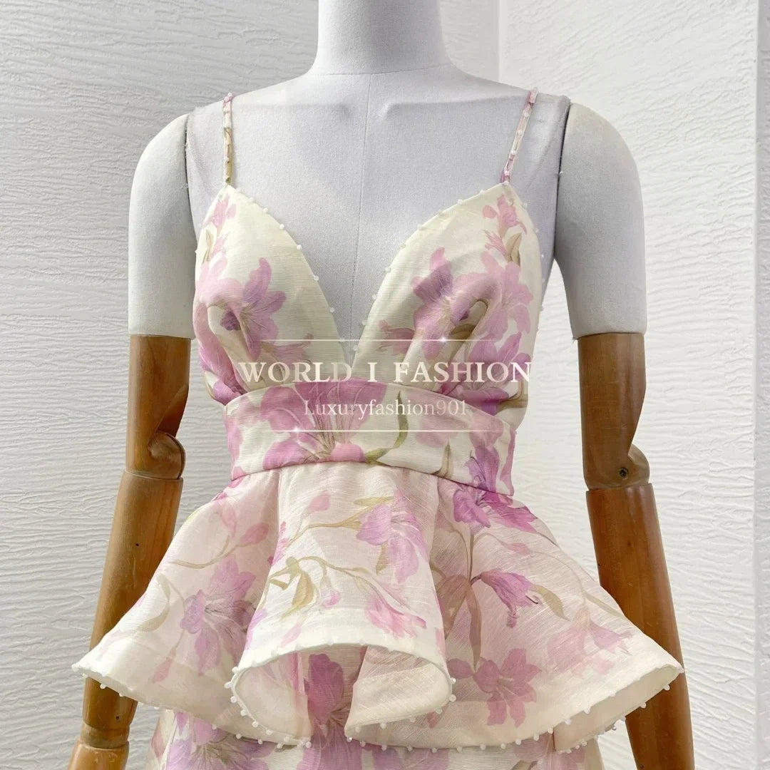 Rosy Days – Pink Violet Sleeveless Ruffle Dress