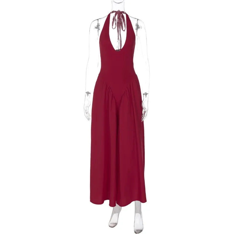 Talenza Summer Sleeveless Halter Dress – Elegant White Evening Gown