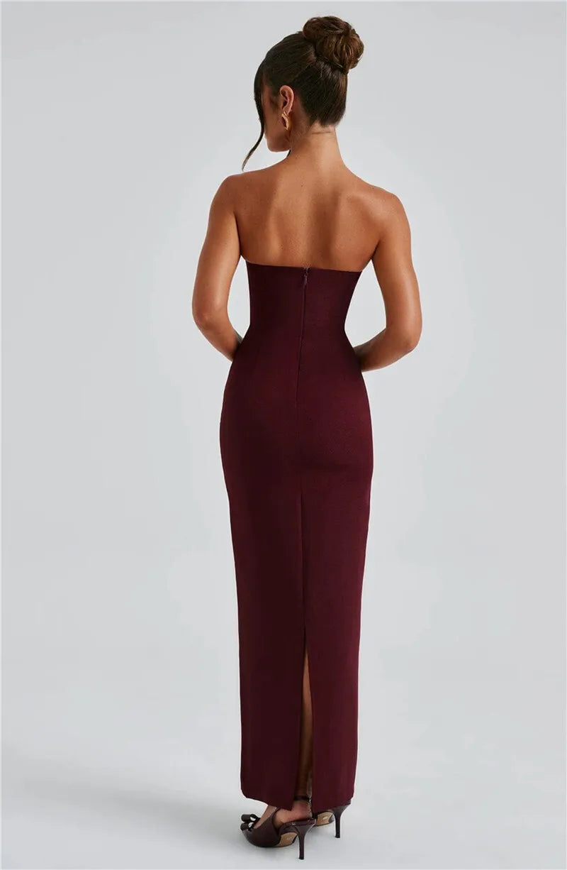 Sexy Strapless Scarf-Neck Maxi Dress for Women – Night Out Essential