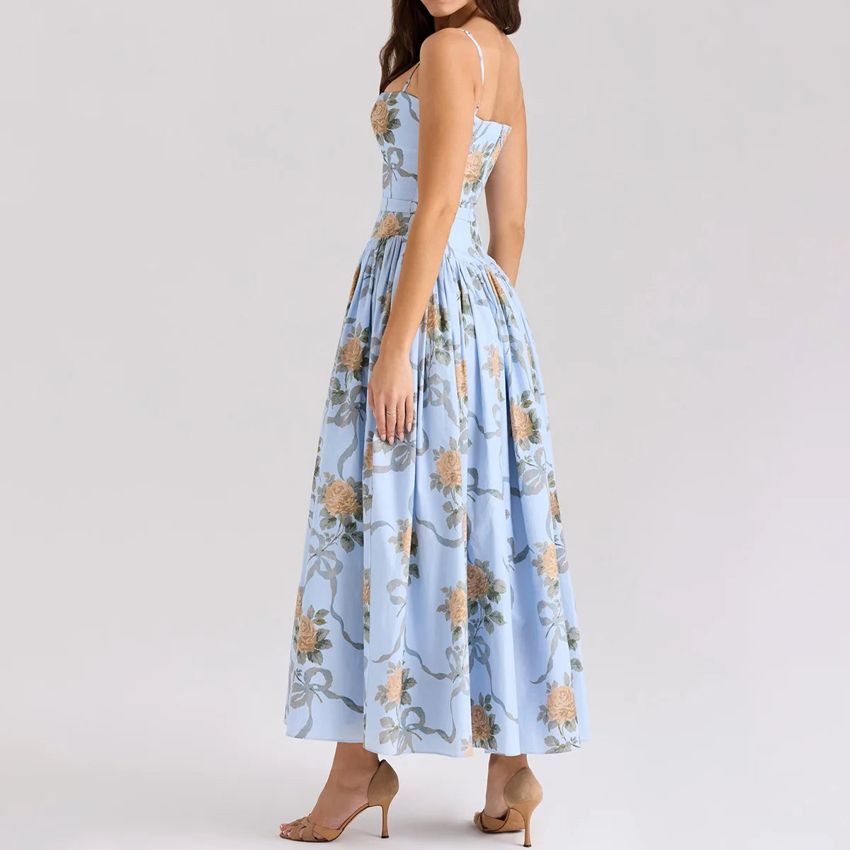 Floral Elegance – Mingmingxi Spaghetti Strap Maxi Party Dress for Summer