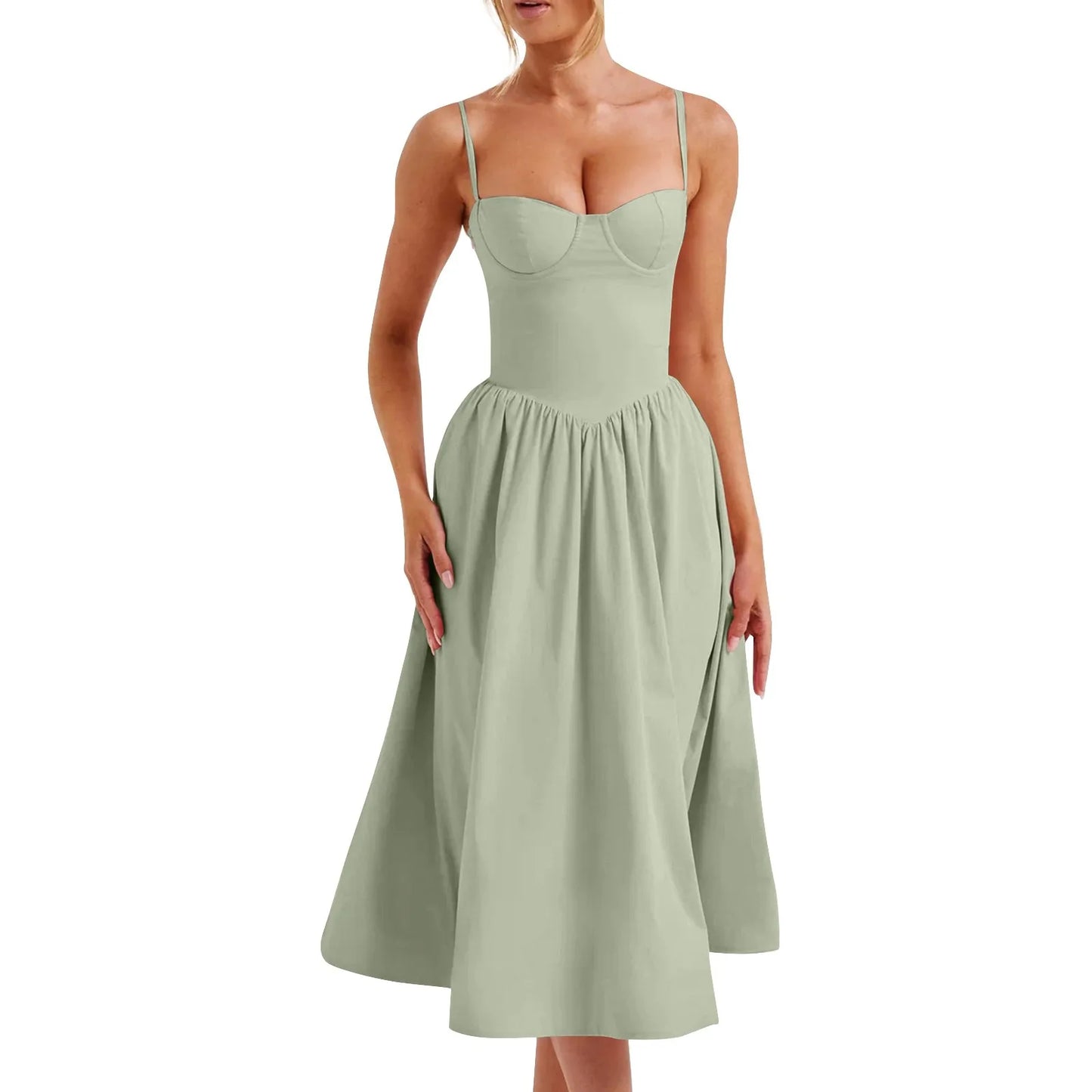 Sexy Sleeveless A-Line Dress for Women – Mid-Length Feminine Summer Style