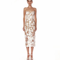 Glamorous Slim Fit Party Dress – Long Floral Embroidered Lace Dress for Women