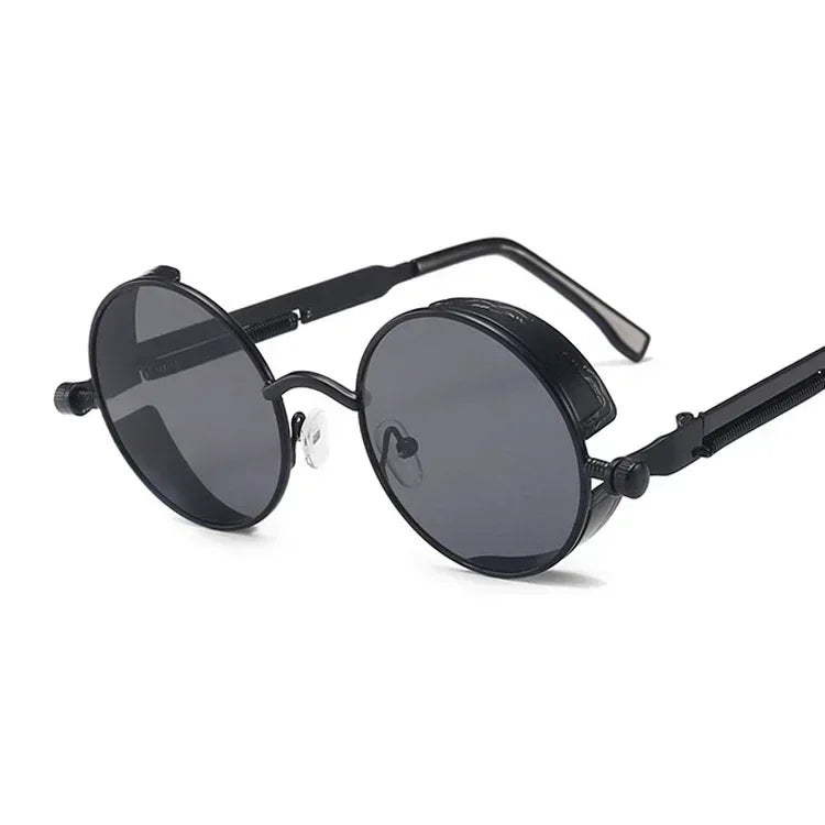 Vintage Steampunk Round Sunglasses – Unisex Metal Frame UV400 Designer-Inspired Retro Shades