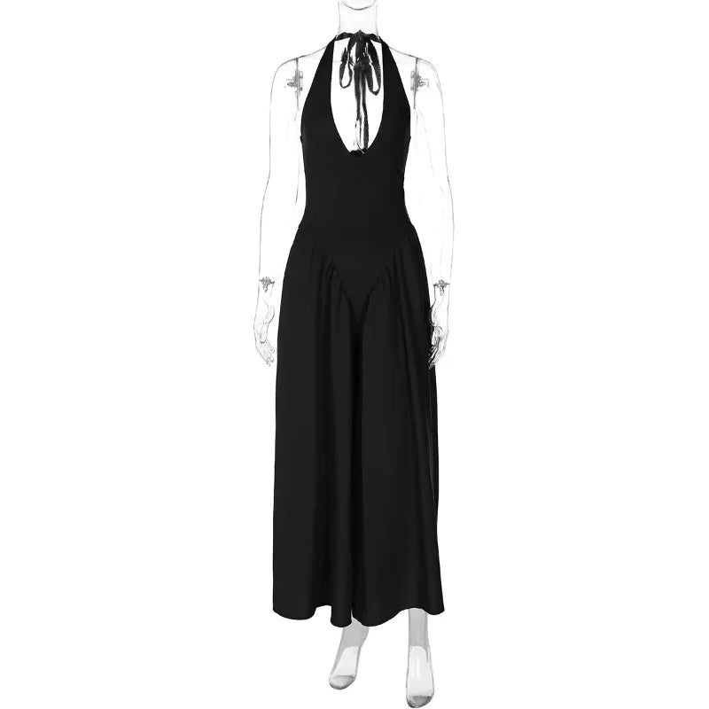 Talenza Summer Sleeveless Halter Dress – Elegant White Evening Gown