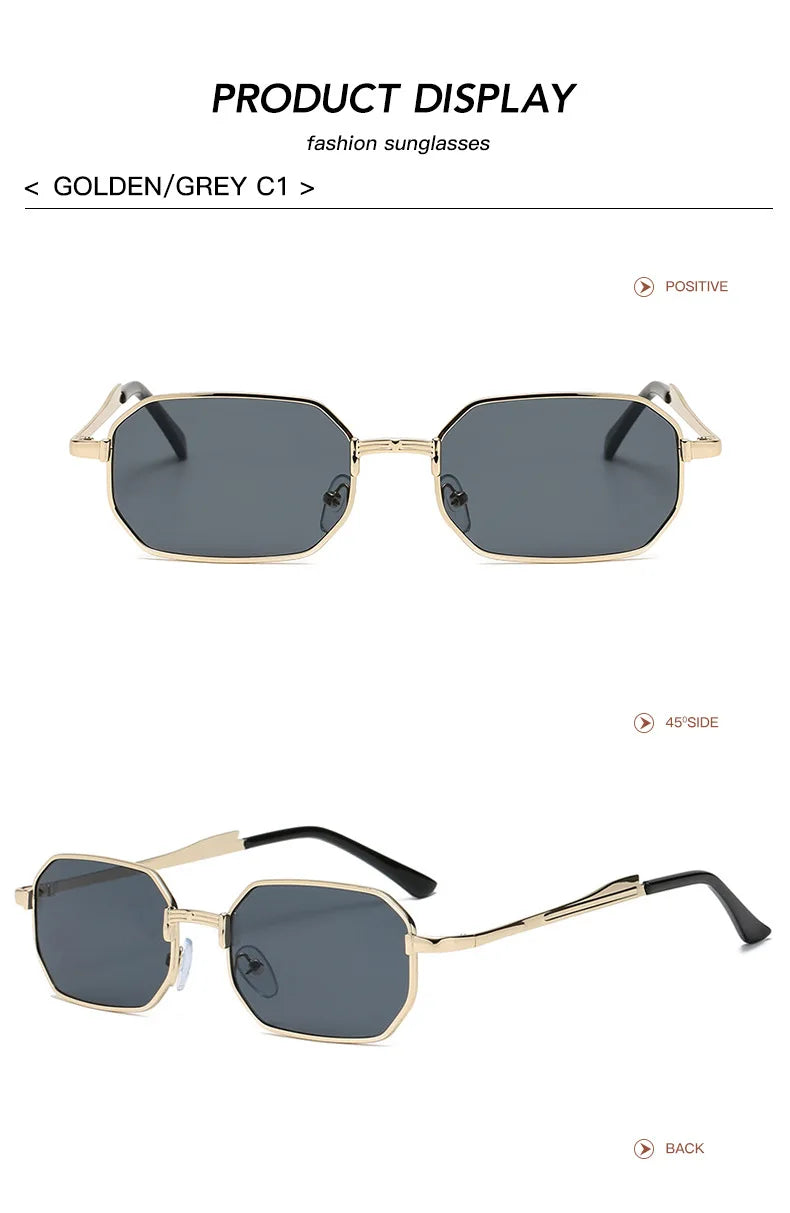 Classic Narrow Metal Sunglasses – Sleek Rectangle Design for Men & Women