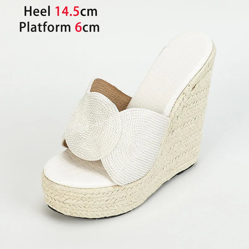 High Platform Straw Wedge Heels – Hot Summer Sandals for Women