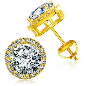 Brilliant Round Moissanite Earrings – Sterling Silver Studs, Dazzling Gift for Him or Her
