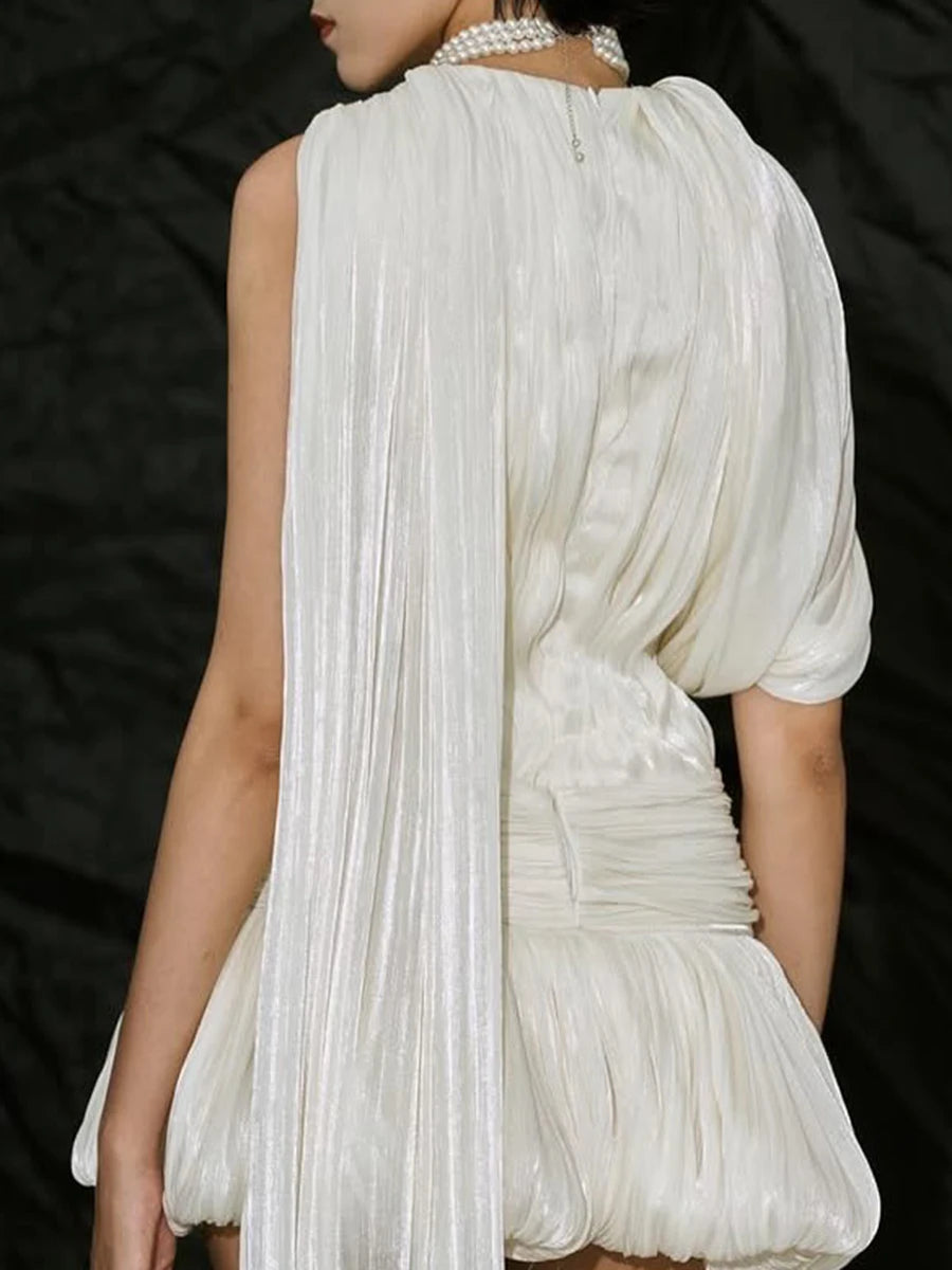 Elegant High Waist Mesh Panel Dress – Sleek Minimalist Style