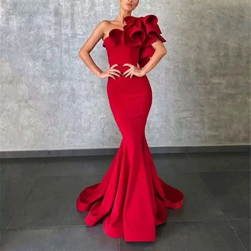 Luxury Satin Mermaid Prom Dress – One Shoulder Elegance