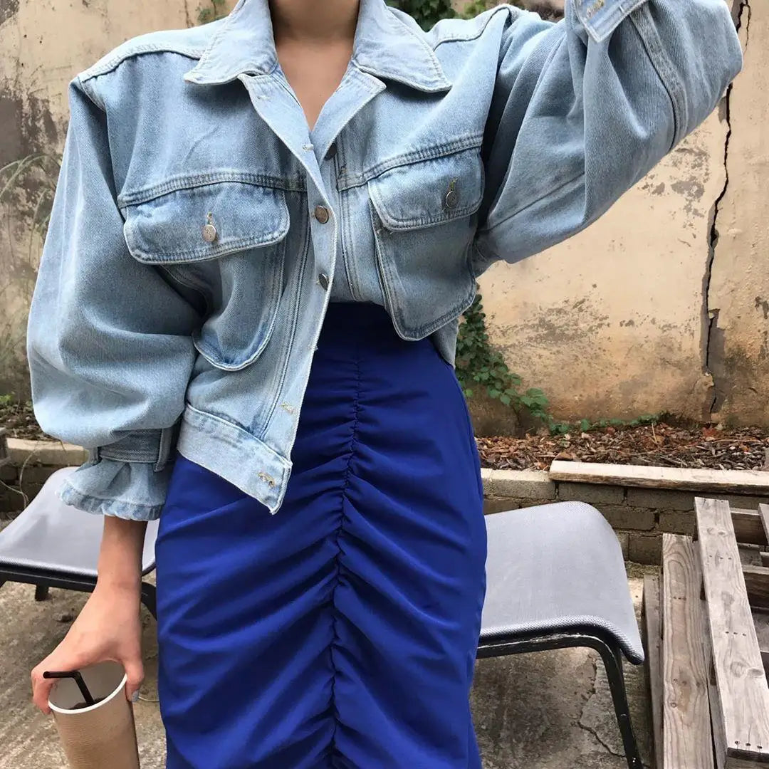 Sexy Y2K Style Denim Shirt Jacket – Cropped Street Fashion for Women