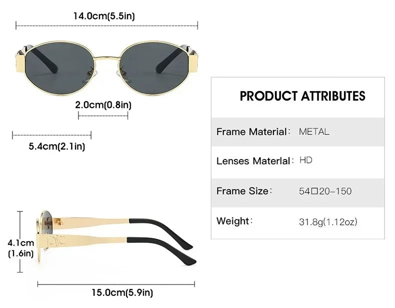 Unisex Fashion Metal Frame Sunglasses – Stylish Designer UV400 Shades