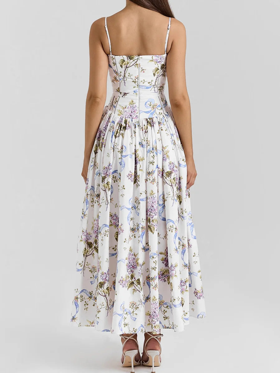Floral Elegance – Mingmingxi Spaghetti Strap Maxi Party Dress for Summer