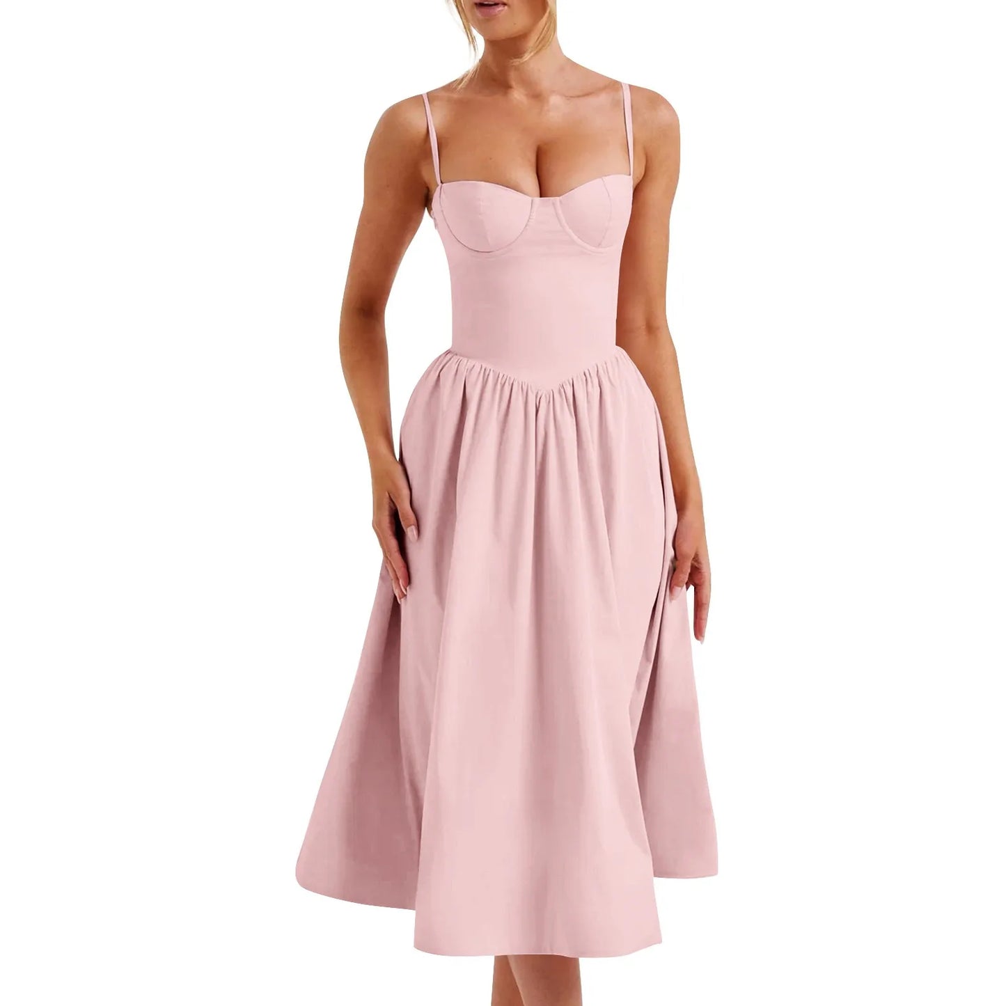 Sexy Sleeveless A-Line Dress for Women – Mid-Length Feminine Summer Style