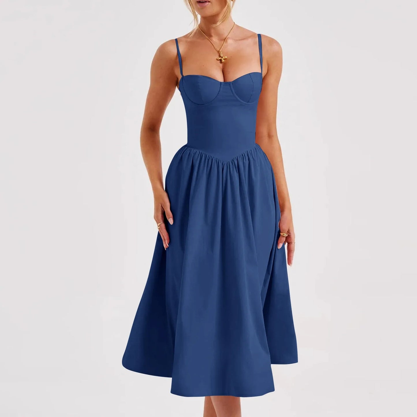 Sexy Sleeveless A-Line Dress for Women – Mid-Length Feminine Summer Style