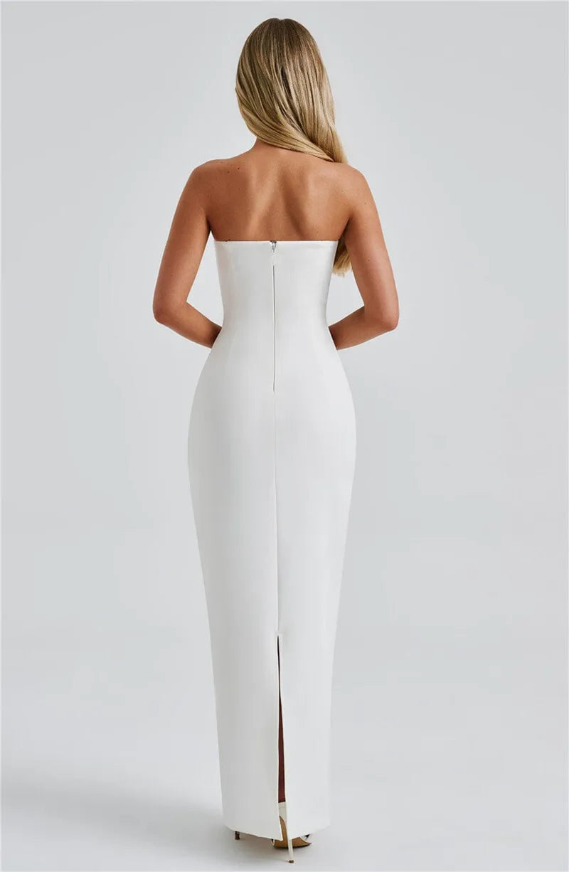 Sexy Strapless Scarf-Neck Maxi Dress for Women – Night Out Essential