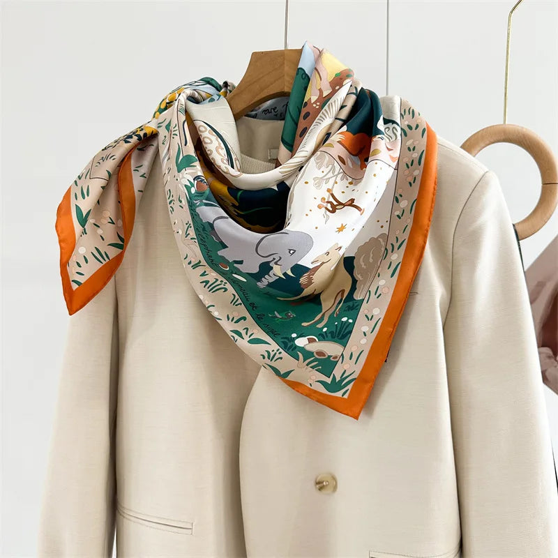 Luxury Silk Twill Scarf 90 – Hand-Rolled Designer Mulberry Silk for Women