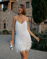 Feather Trim Sparkle Mini Dress – Club & Prom Edition
