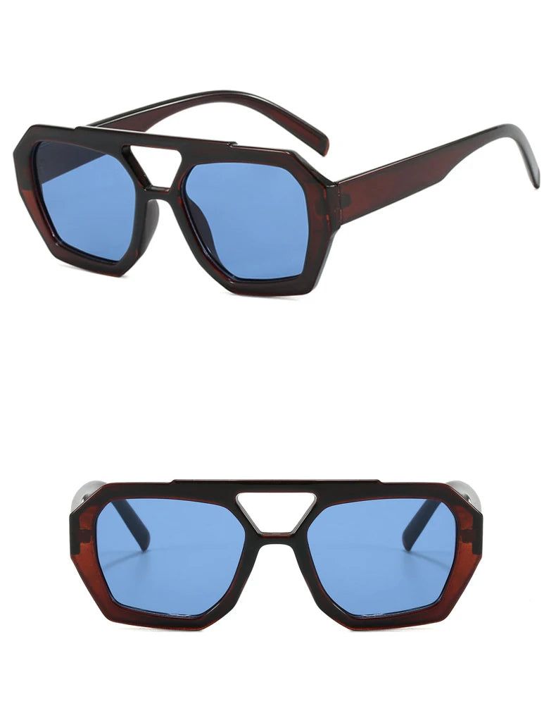 VintEdge Luxe – Square Sunglasses with Double Bridge Design