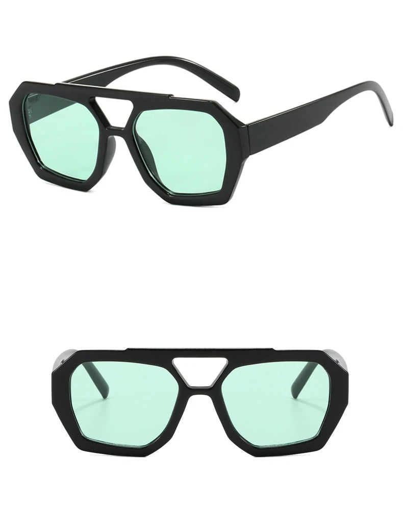 VintEdge Luxe – Square Sunglasses with Double Bridge Design